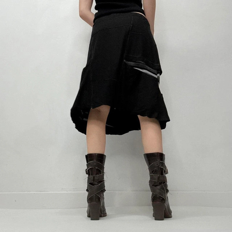 black puff midi skirt