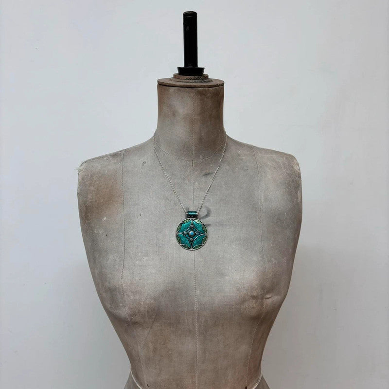 blue enamel hippie necklace