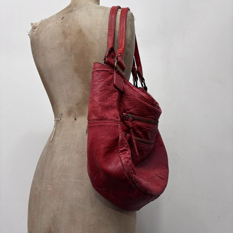 oversized red slouchy leather bag