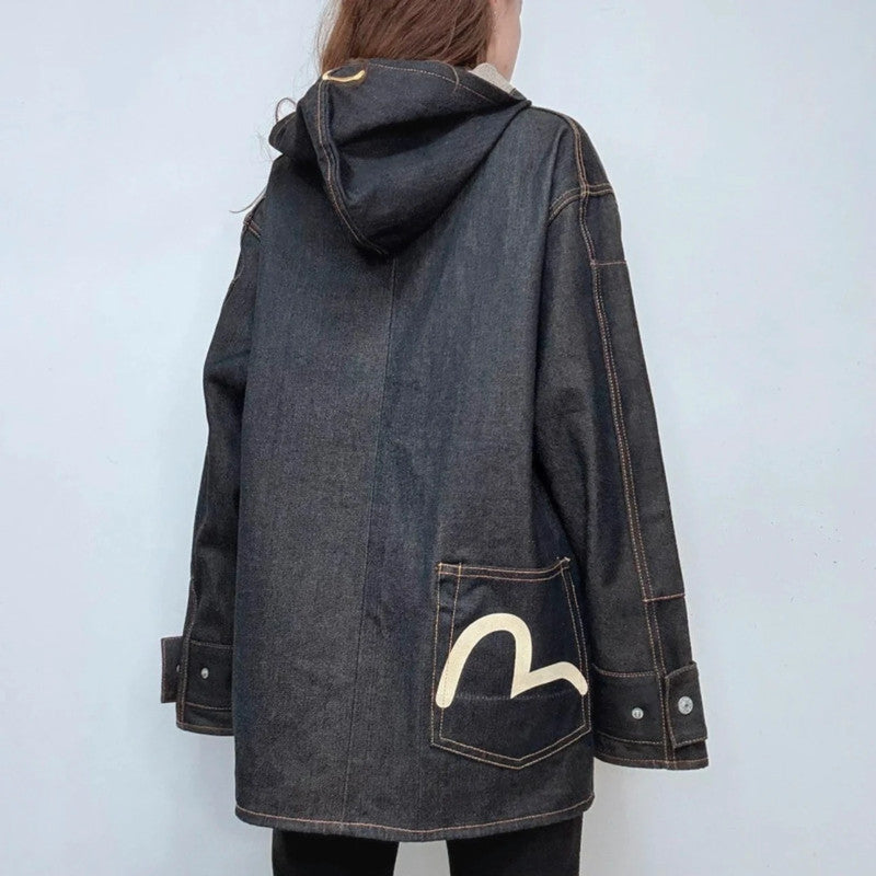 salvage dark-denim Evisu zip hoodie jacket