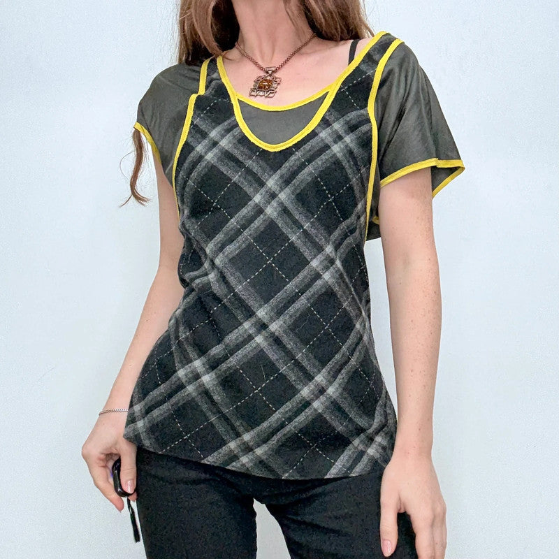 tartan layered fitted shirt