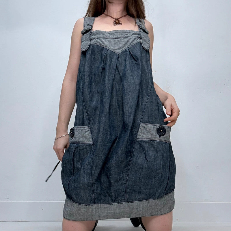Miss sixty denim pleated pinafore dress