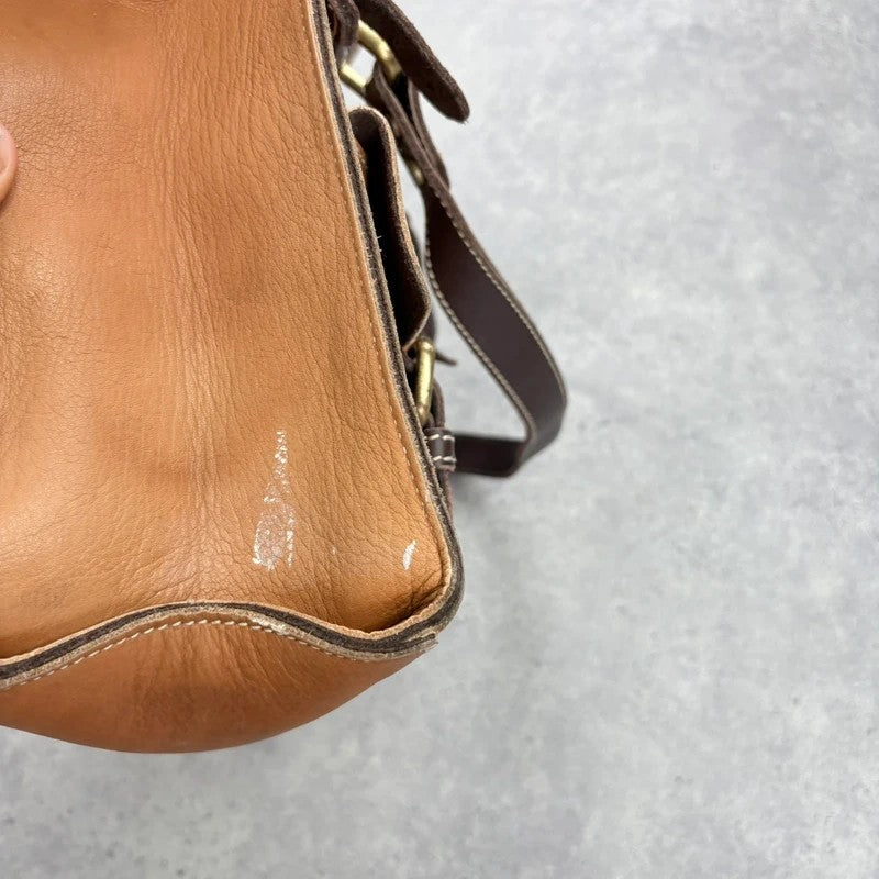 Tan leather Y2K buckle city handbag