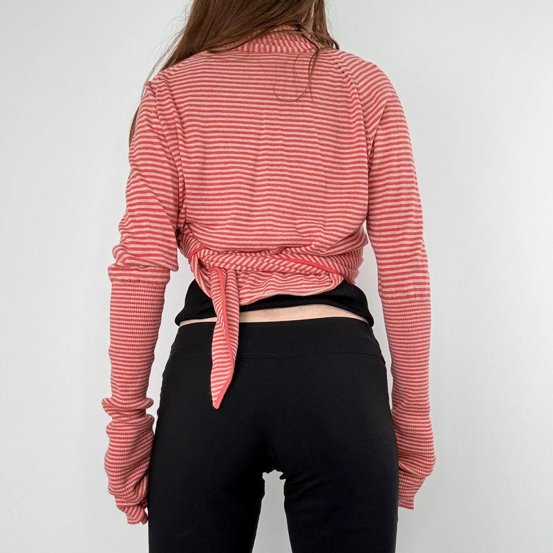 slouchy striped wrap cardigan
