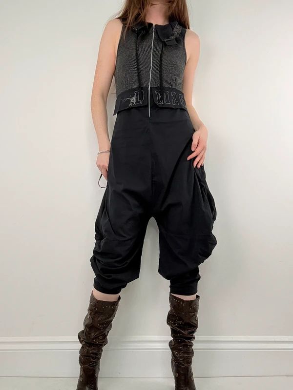 black grunge capri jumpsuit all in one