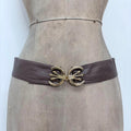 Brown leather buckle belt