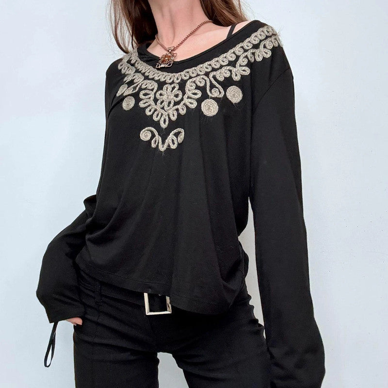 black mohair embroidered t-shirt