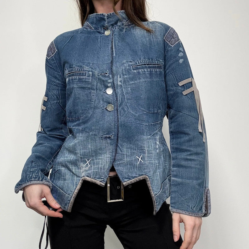 Marithé + François Girbaud distressed denim engineered jacket