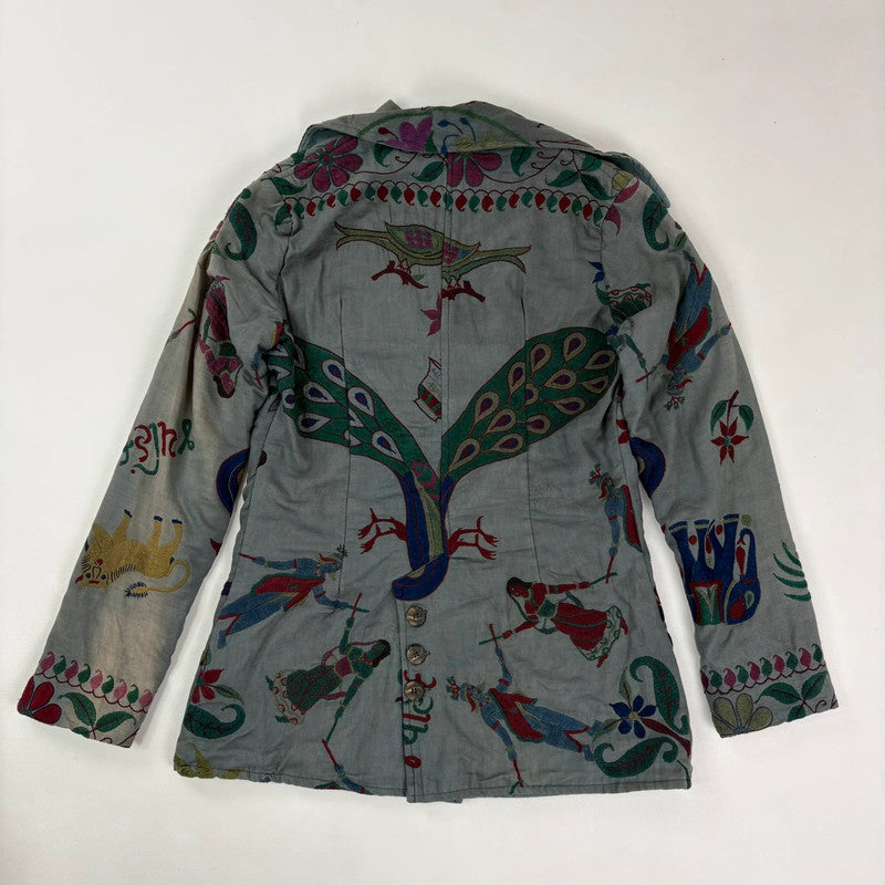 Khaki embroidered boho hippie jacket