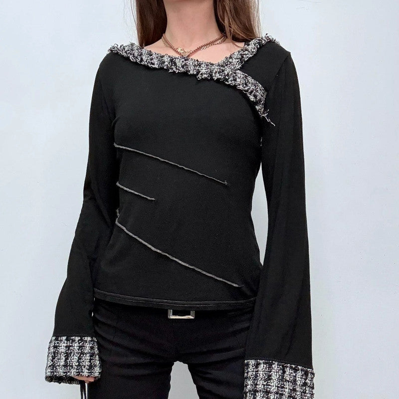 black flared asymmetric t-shirt