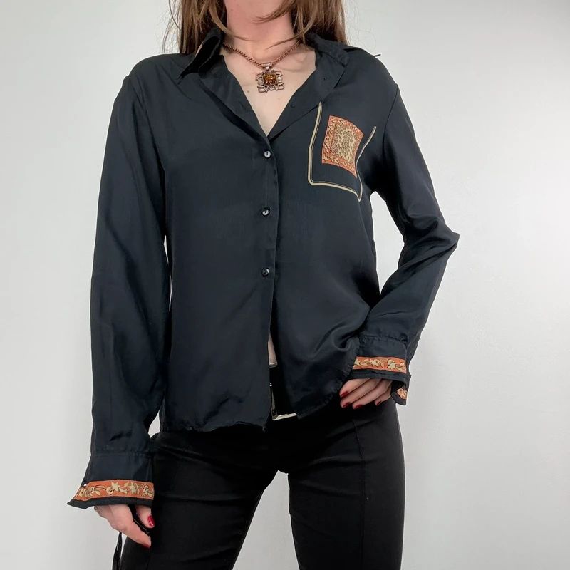 black paisley handkerchief printed shirt