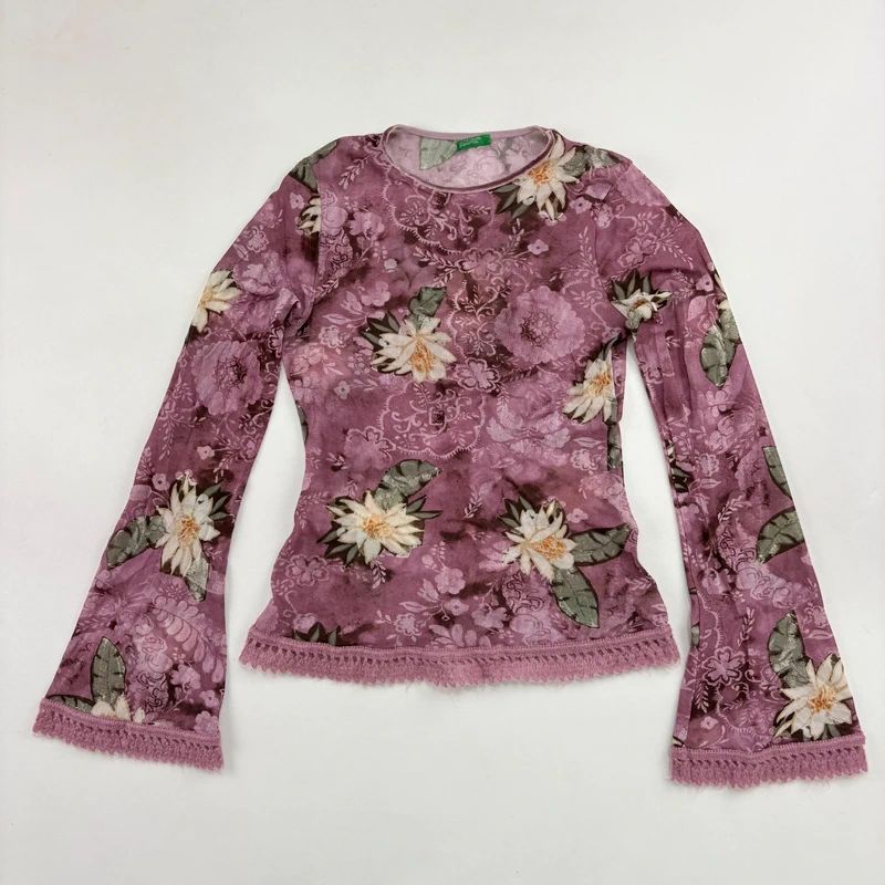 Floral Boho Fairy Pink Flared Blouse