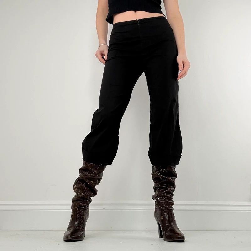 black cotton Cop Copine cropped structured trousers