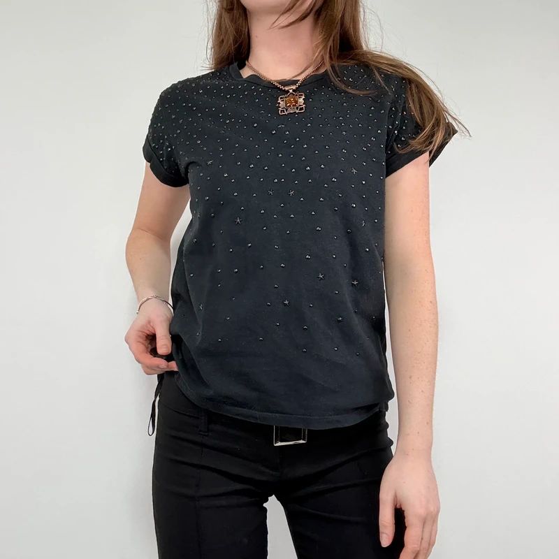 black studded allsaints t-shirt