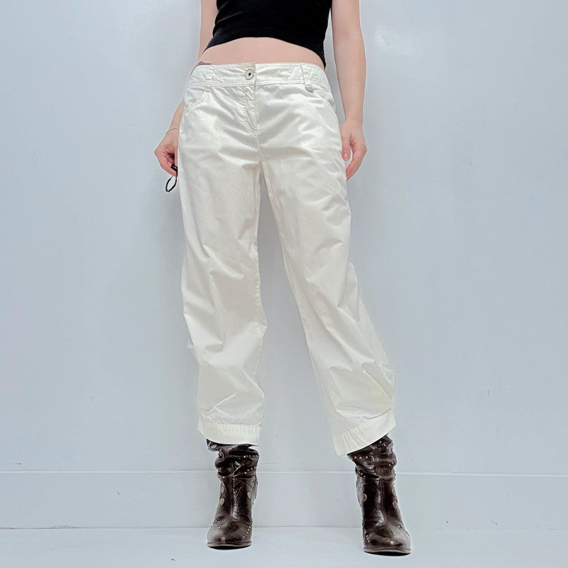 white low rise cop copine trousers