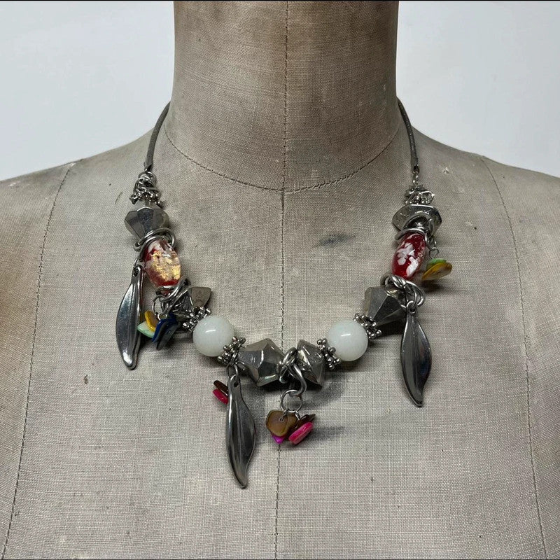 grunge silver charm necklace