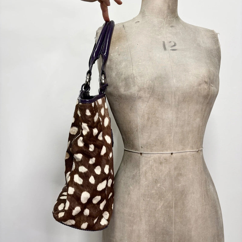cowhide fawn leather shoulder bag