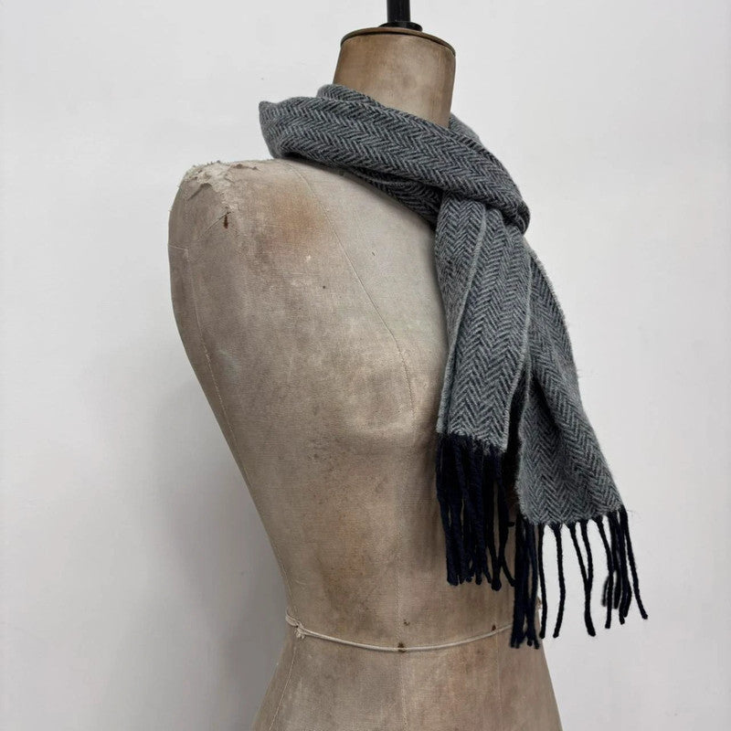 soft grey wool knit scarf