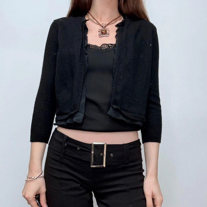 black cropped wool cardigan