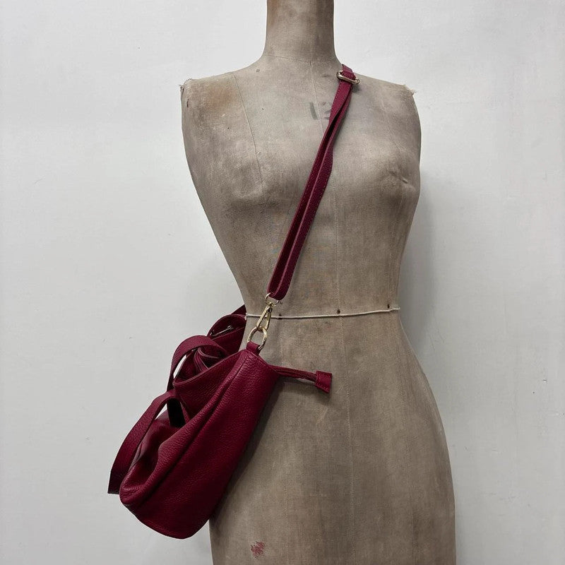 red leather slouchy shoulder bag