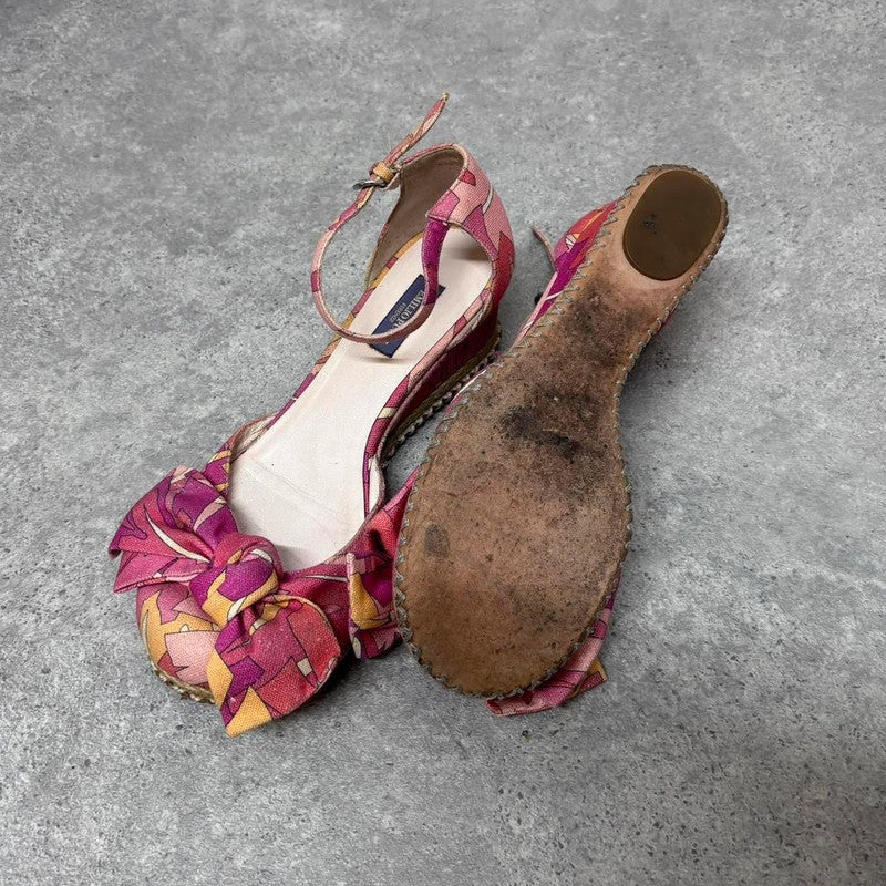 Pucci bow wedge heels