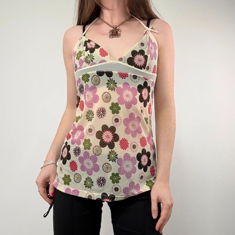 tezenis Flower print Mesh Halter Vest