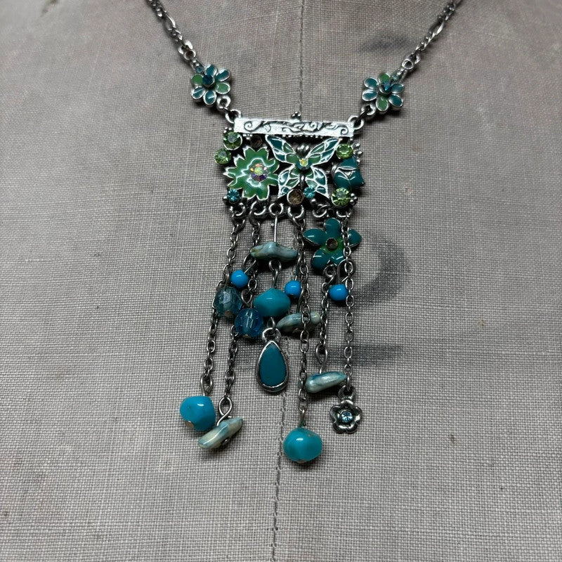 silver gemstone fairy summer necklace
