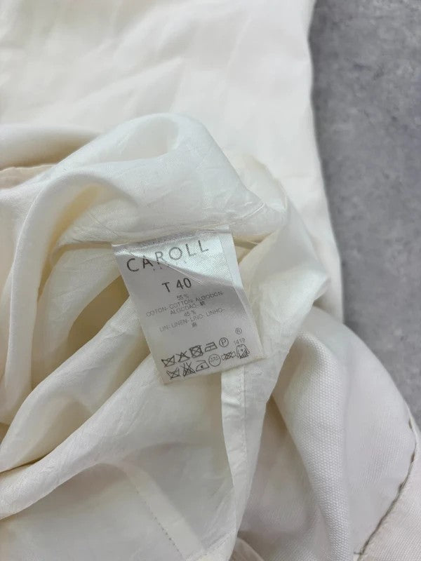 cream cotton linen a-line studded midi dress