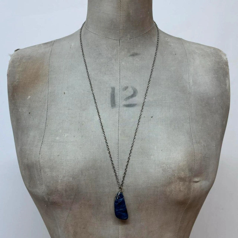 Blue gem crystal necklace