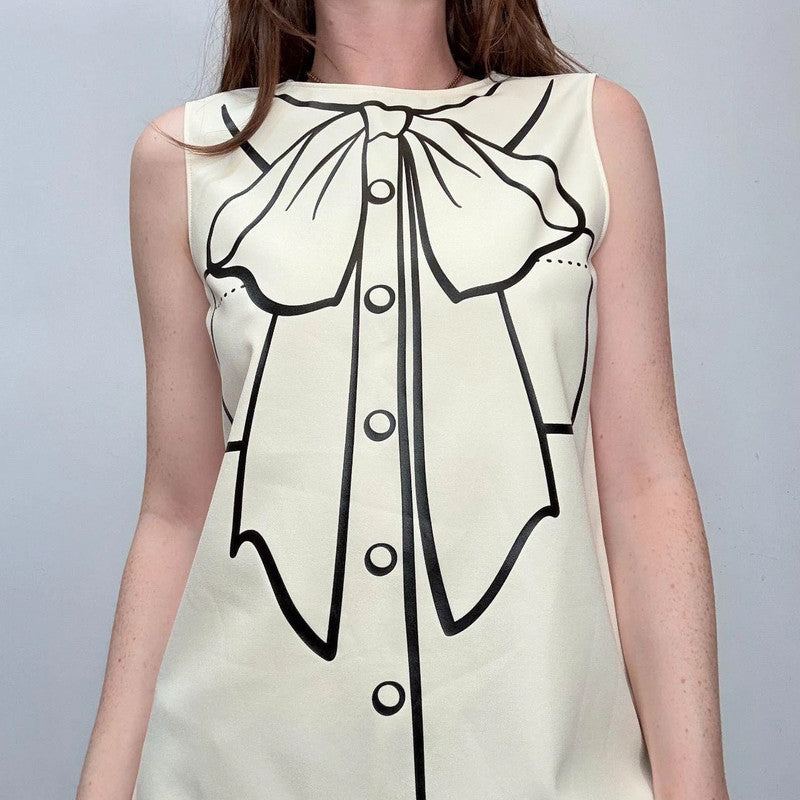 cream Moschino Bow printed twee vest
