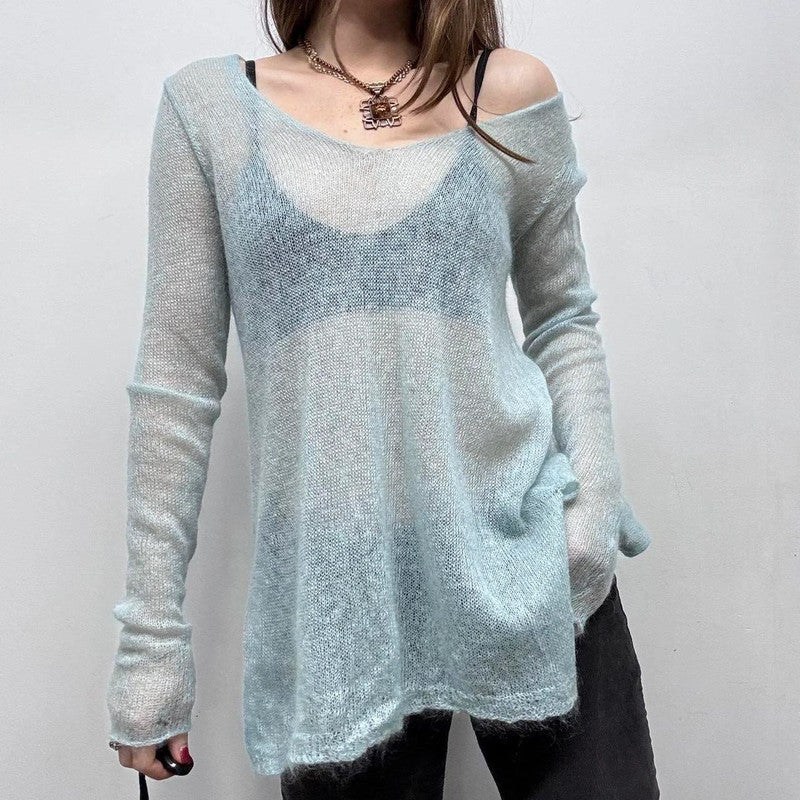 sheer knit mohair slouchy jumper