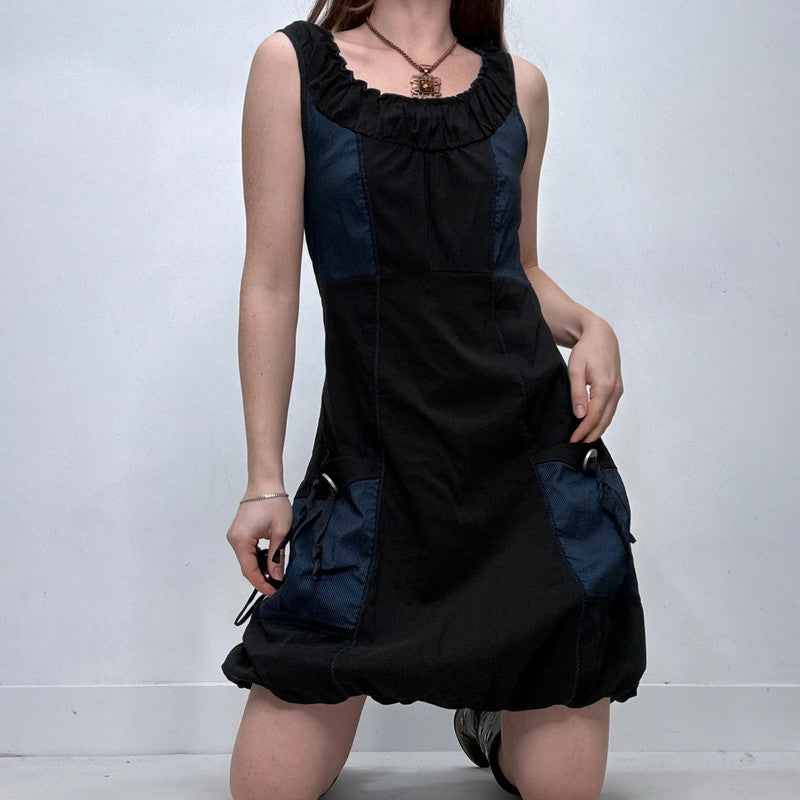 structured puff navy and black