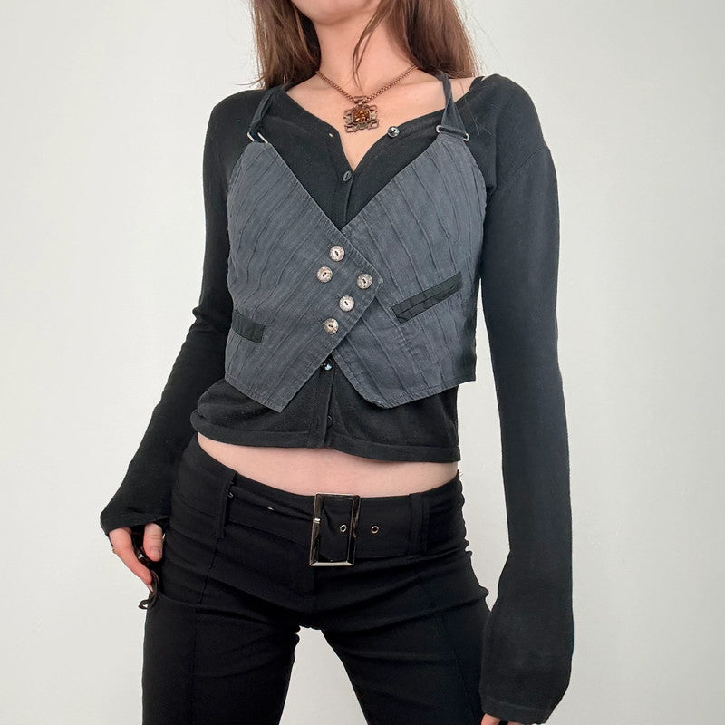 grey pinstripe asymmetric waistcoat