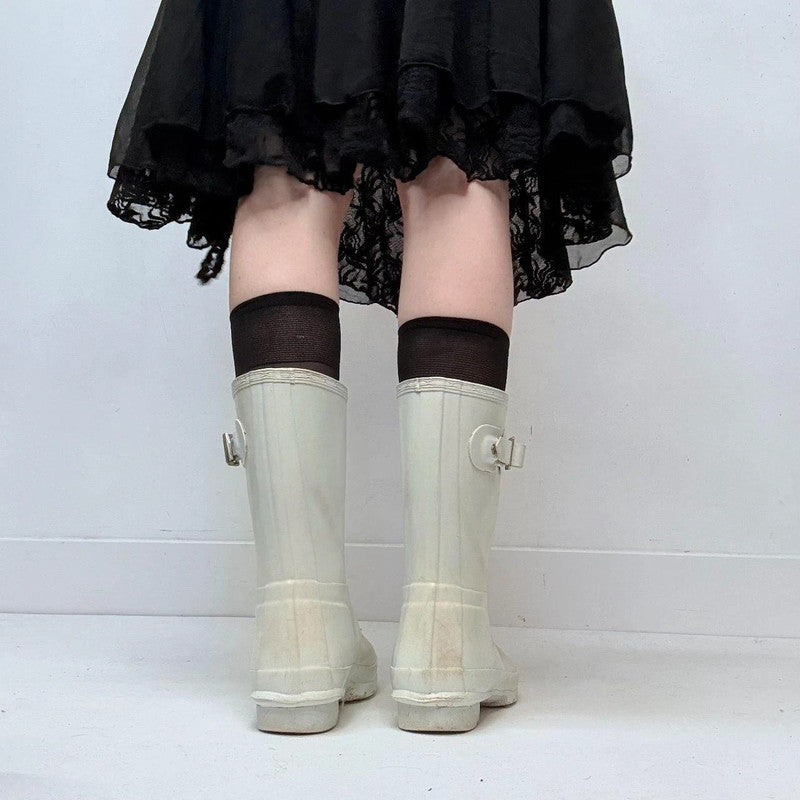 white mid calf hunter boots