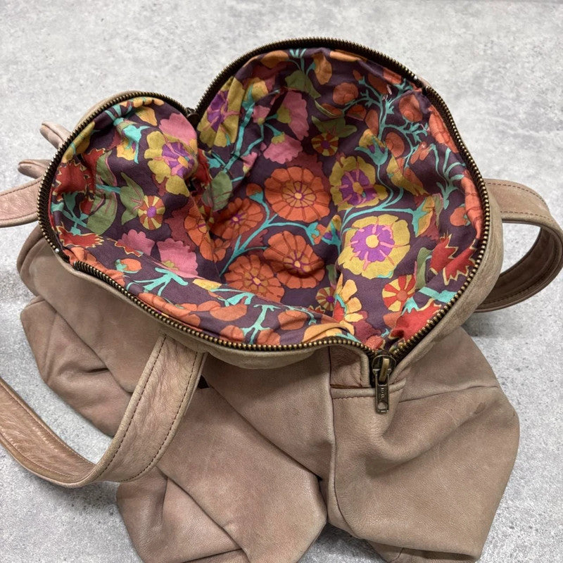slouchy pink leather cargo bag
