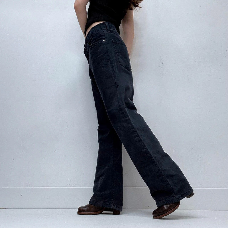 navy wide-leg straight Levi's jeans