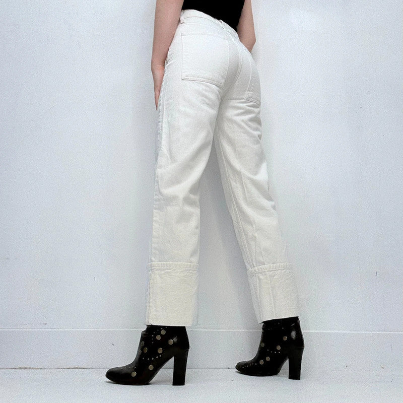 white zara cuffed jeans
