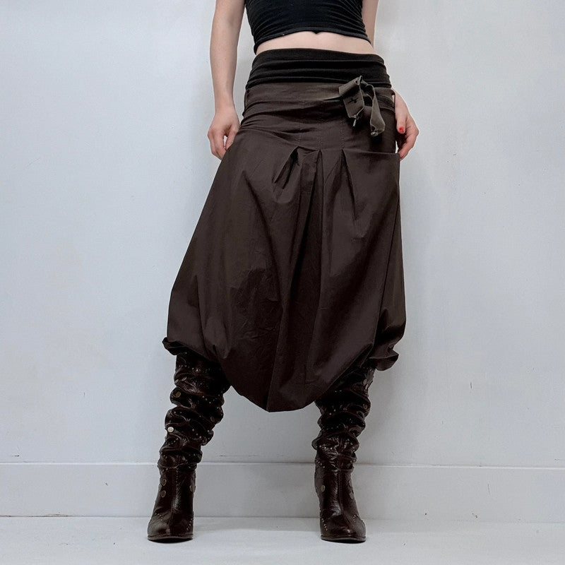 Cop Copine brown pleated drop waist fold waist trousers