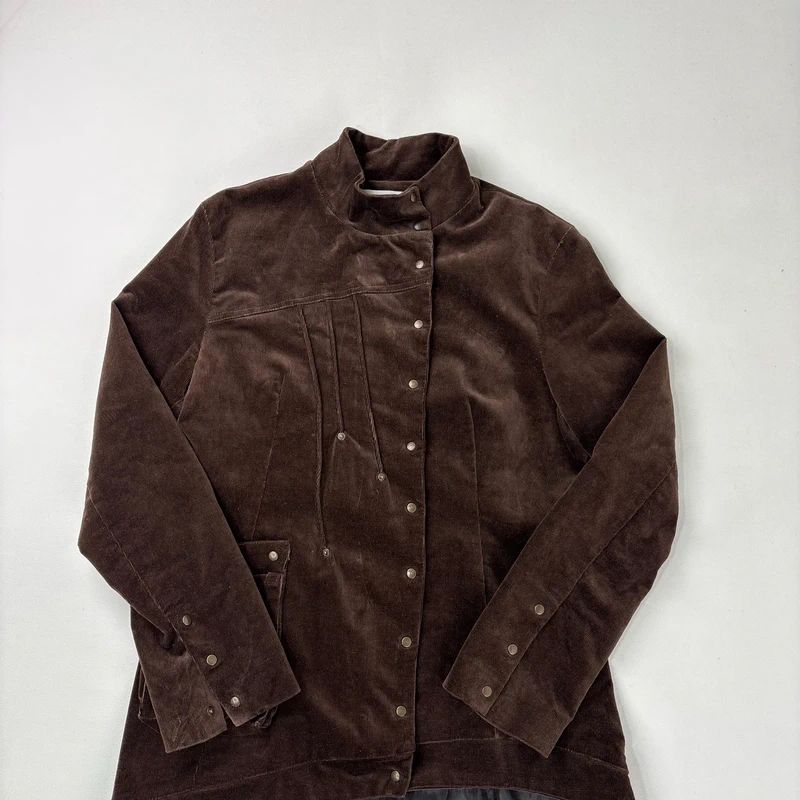 asymmetric brown cord Napoleon jacket