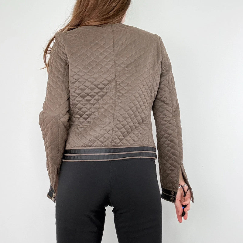 quilted khaki cropped boxy jacket