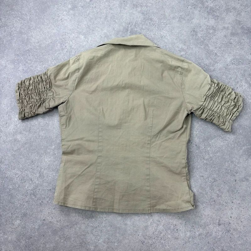 gathered khaki pleated shirt