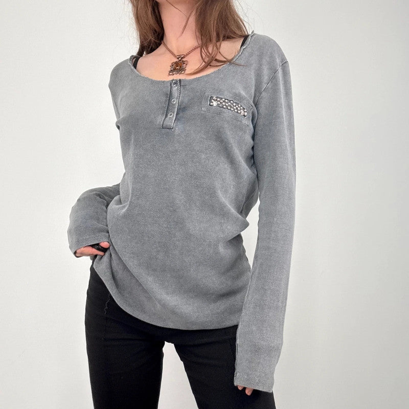 slouchy grey distressed t-shirt