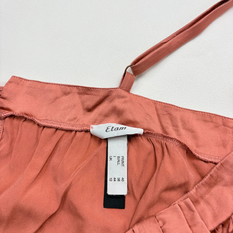 pink silk pleated flared vest