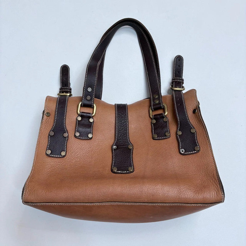 tan leather boxy city bag
