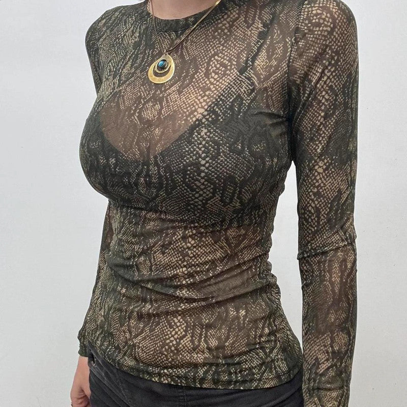 sheer grunge mesh snake tshirt