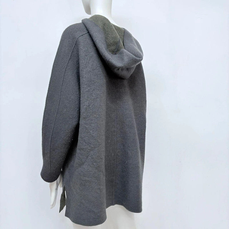 grey wool oversized jacket hoodie