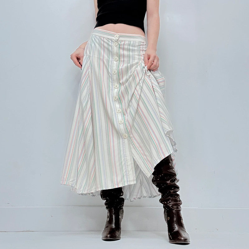 white flared pinstripe circle skirt