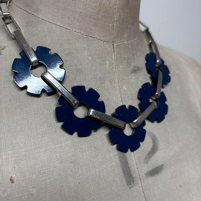cyber metal flower necklace