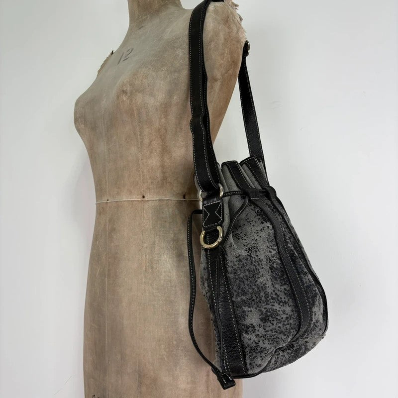 Vintage Lancel distressed leather Bucket bag