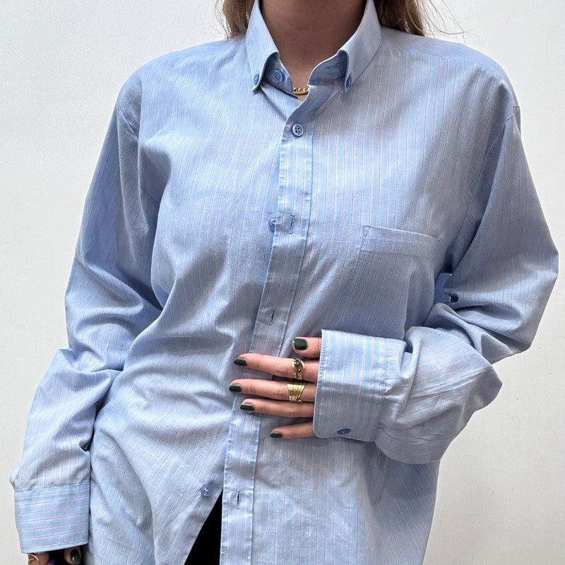 blue pinstripe shirt
